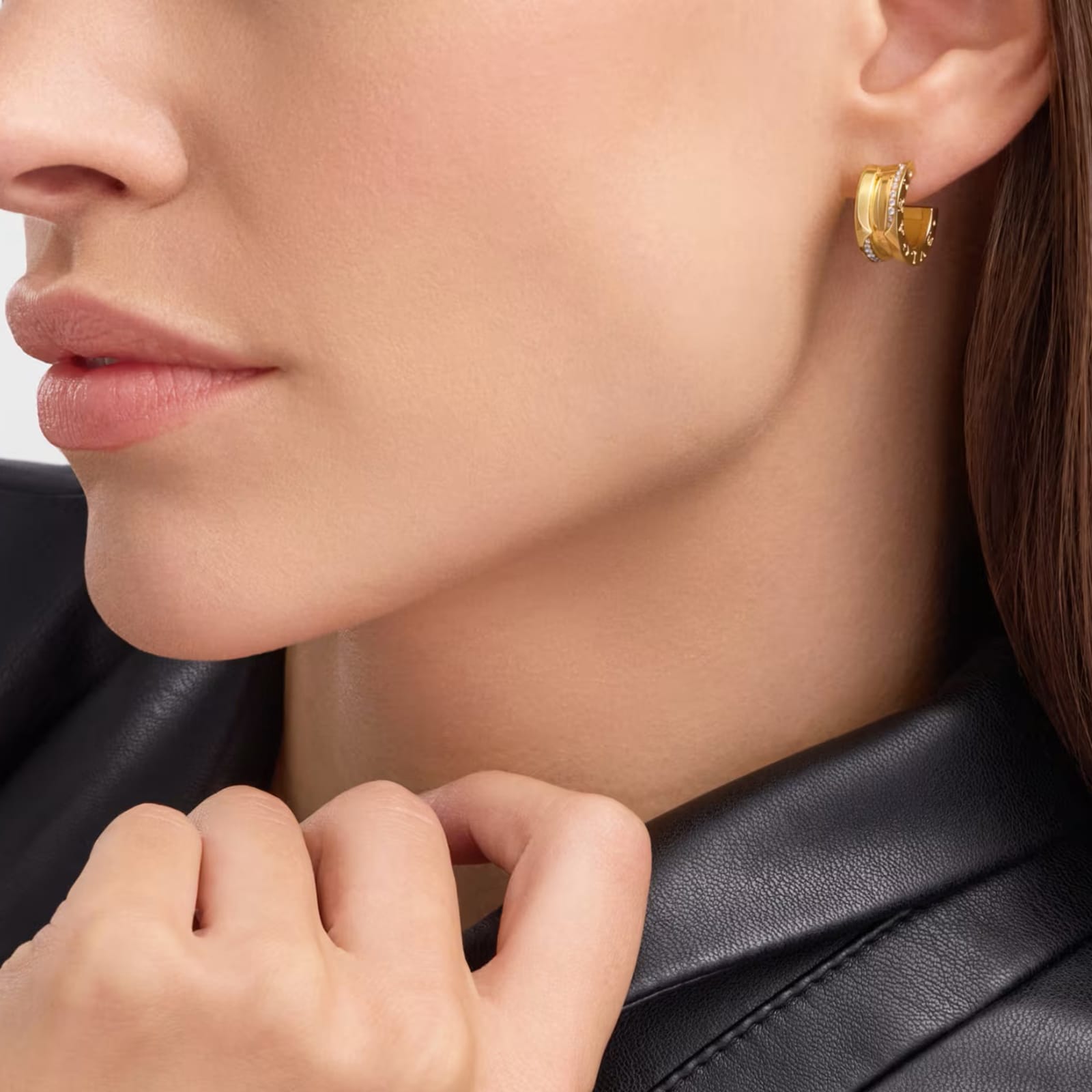 Bvlgari Jewelry 18K Yellow Gold B.Zero 1 Pavé Diamond Mini Hoop Earrings