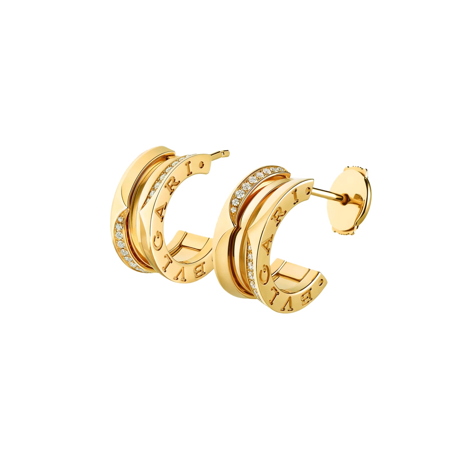 Bvlgari Jewelry 18K Yellow Gold B.Zero 1 Pavé Diamond Mini Hoop Earrings