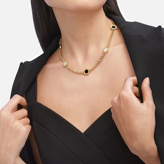 Bvlgari Jewelry 18K Yellow Gold Bvlgari Bvlgari Pearl & Onyx Necklace