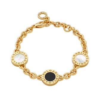 Bvlgari Jewelry 18K Yellow Gold Bvlgari Bvlgari Pearl & Onyx Bracelet - Size Small