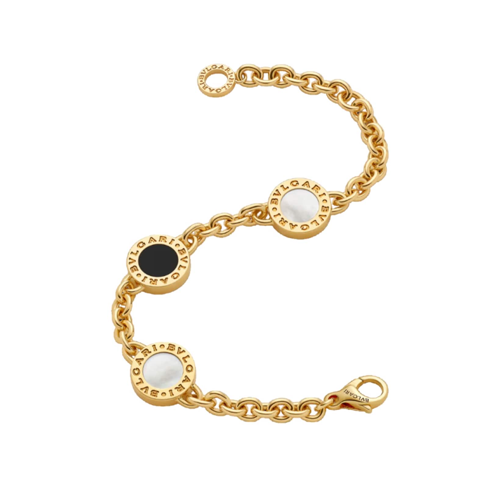Bvlgari Jewelry 18K Yellow Gold Bvlgari Bvlgari Pearl & Onyx Bracelet - Size Small