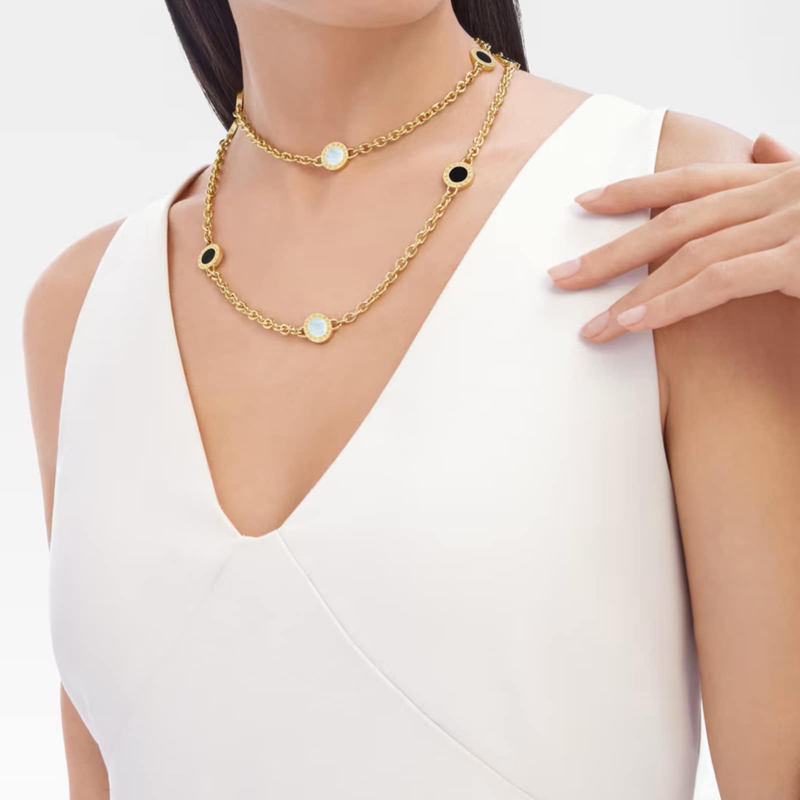 Bvlgari Jewelry 18K Yellow Gold Bvlgari Bvlgari Pearl & Onyx Sautoir Necklace