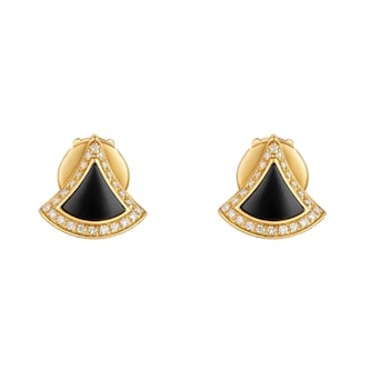 Bvlgari Jewelry 18K Yellow Gold Divas' Dream Diamond & Onyx Stud Earrings