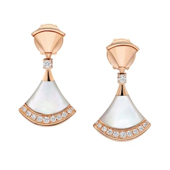 Bvlgari Jewelry 18K Rose Gold Divas' Dream Diamond & Pearl Drop Earrings