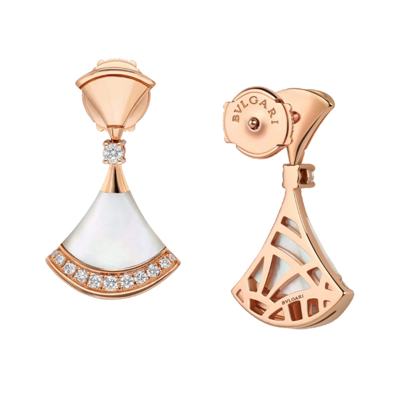 Bvlgari Jewelry 18K Rose Gold Divas' Dream Diamond & Pearl Drop Earrings