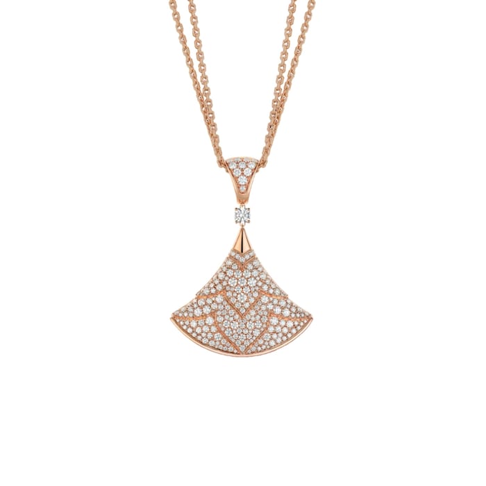 Bvlgari Jewelry 18K Rose Gold Divas' Dream Pave Diamond Pendant Necklace