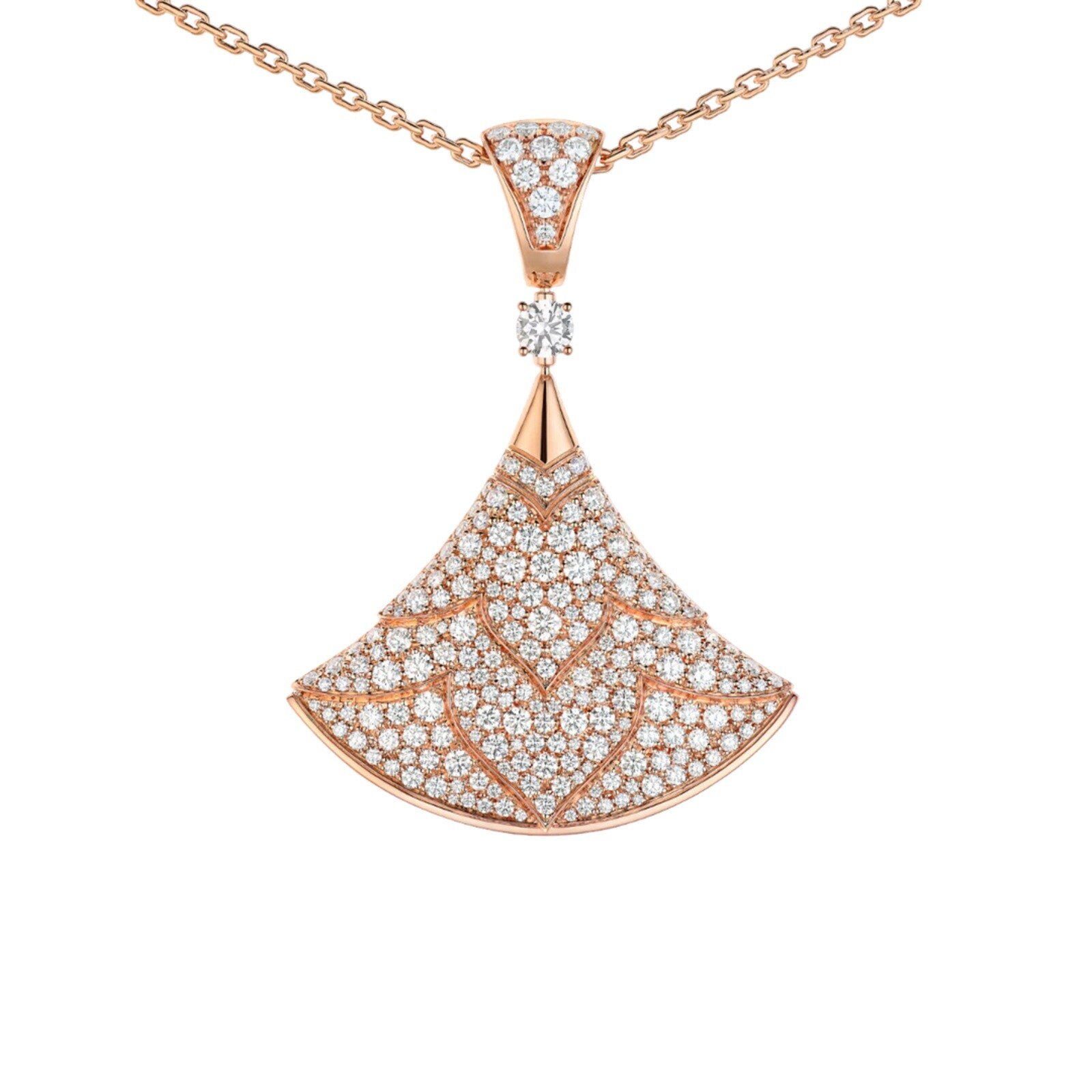 Bvlgari Jewelry 18K Rose Gold Divas' Dream Pave Diamond Pendant Necklace