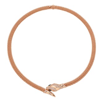 Bvlgari Jewelry 18K Rose Gold Serpenti Diamond & Onyx Snake Necklace