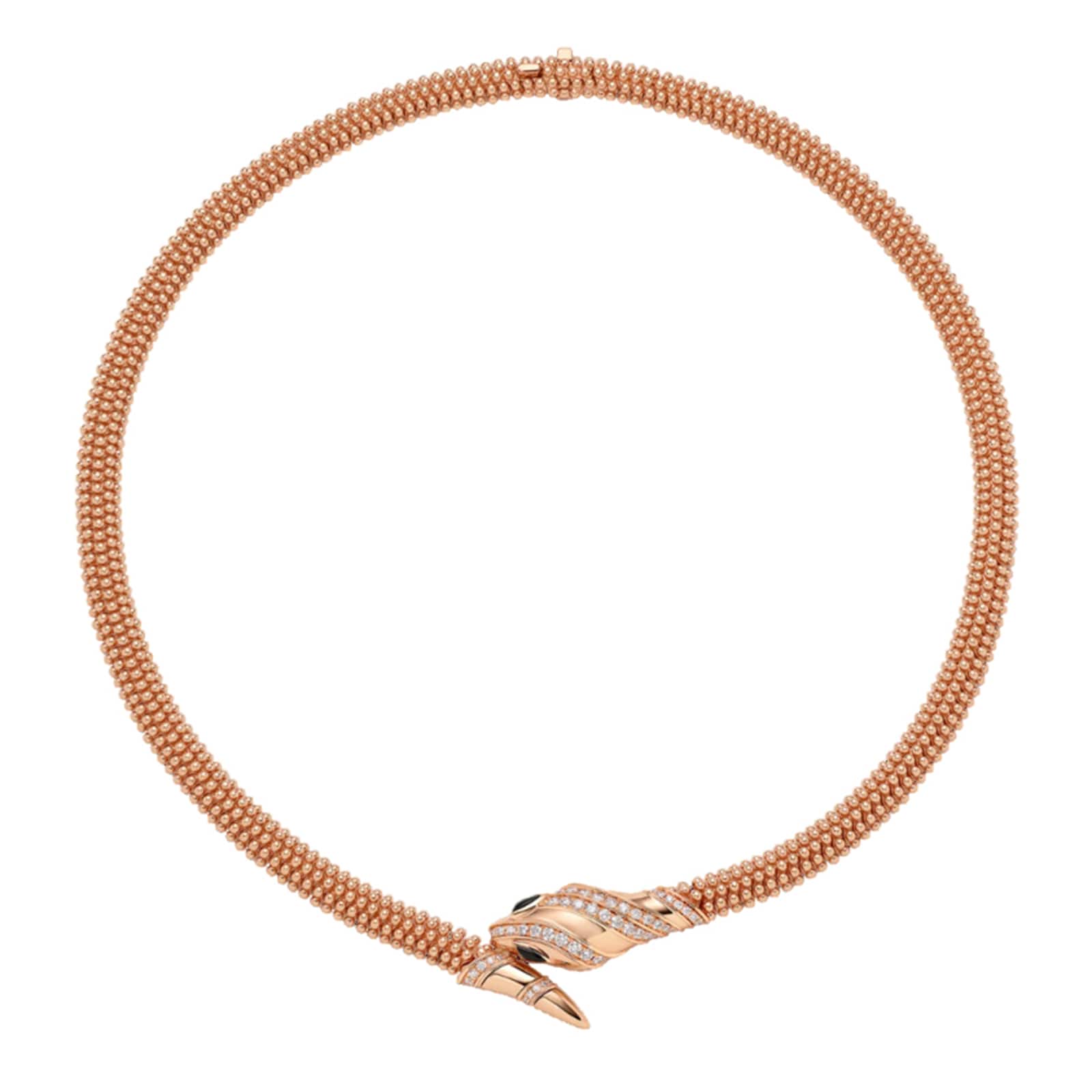 Bvlgari Jewelry 18K Rose Gold Serpenti Diamond & Onyx Snake Necklace