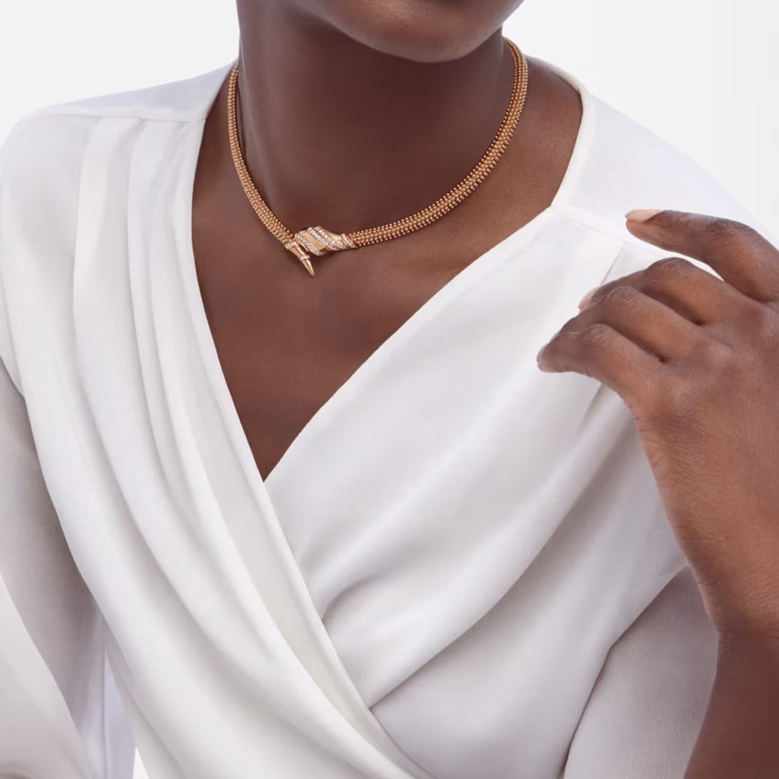 Bvlgari Jewelry 18K Rose Gold Serpenti Diamond & Onyx Snake Necklace