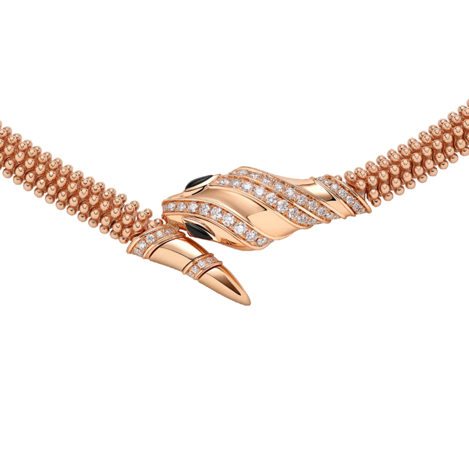 Bvlgari Jewelry 18K Rose Gold Serpenti Diamond & Onyx Snake Necklace