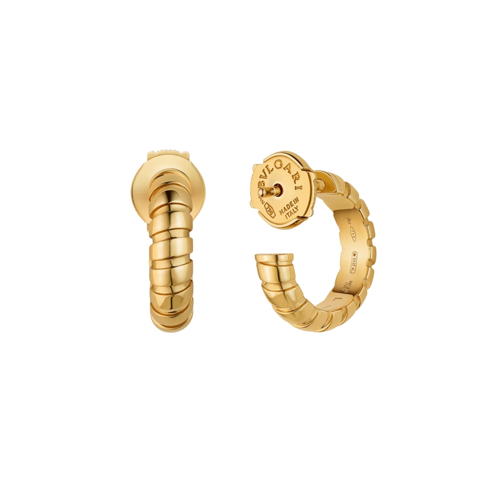 Bvlgari Jewelry 18K Yellow Gold Bvlgari Tubogas Mini Hoop Earrings