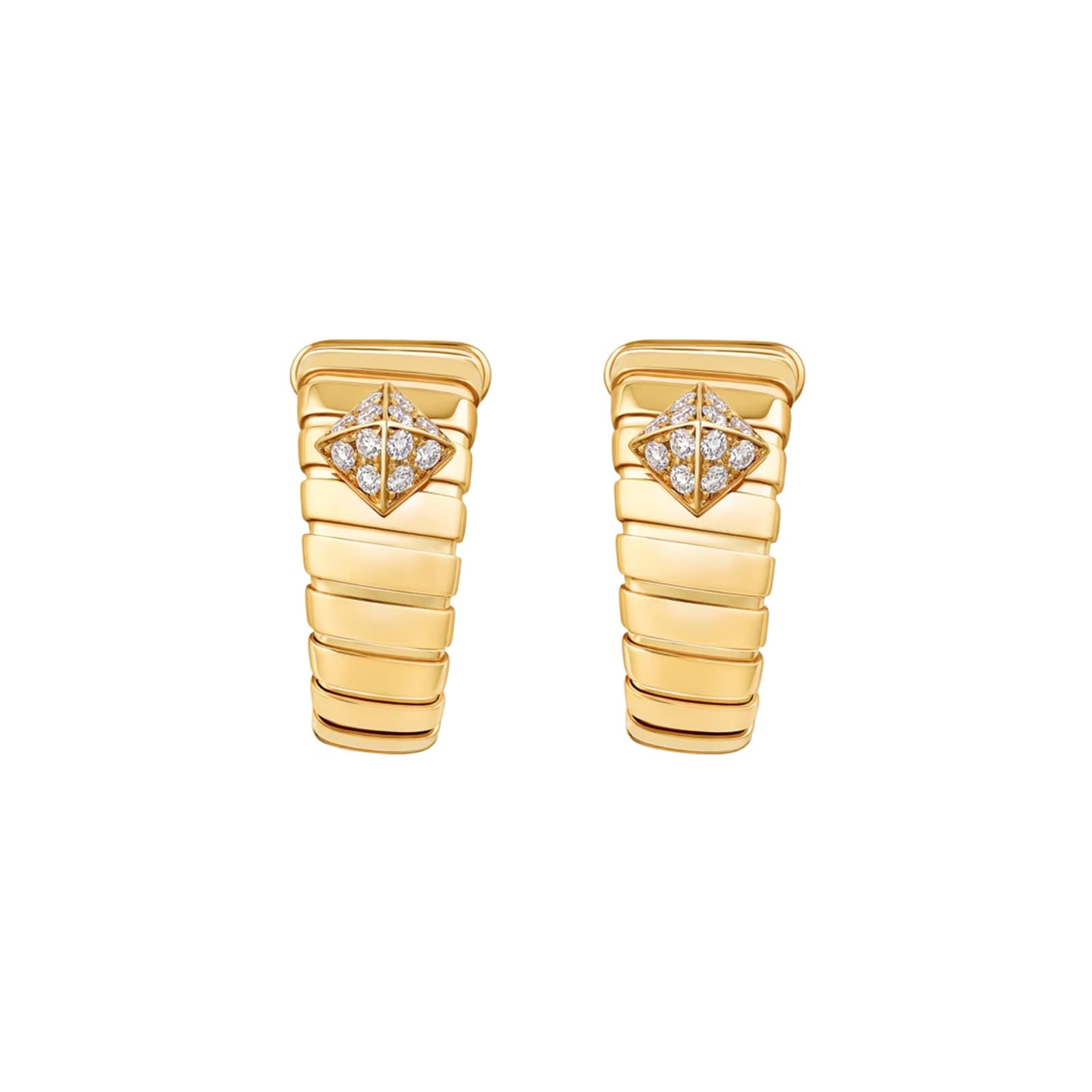 Bvlgari Jewelry 18K Yellow Gold Bvlgari Tubogas Diamond Mini Hoop Earrings