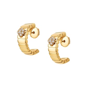 Bvlgari Jewelry 18K Yellow Gold Bvlgari Tubogas Diamond Mini Hoop Earrings