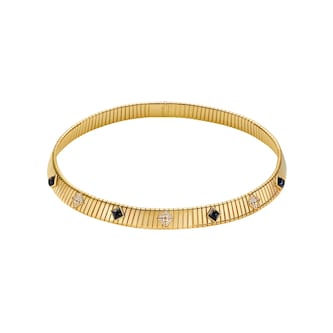 Bvlgari Jewelry 18K Yellow Gold Bvlgari Tubogas Diamond & Onyx Station Necklace