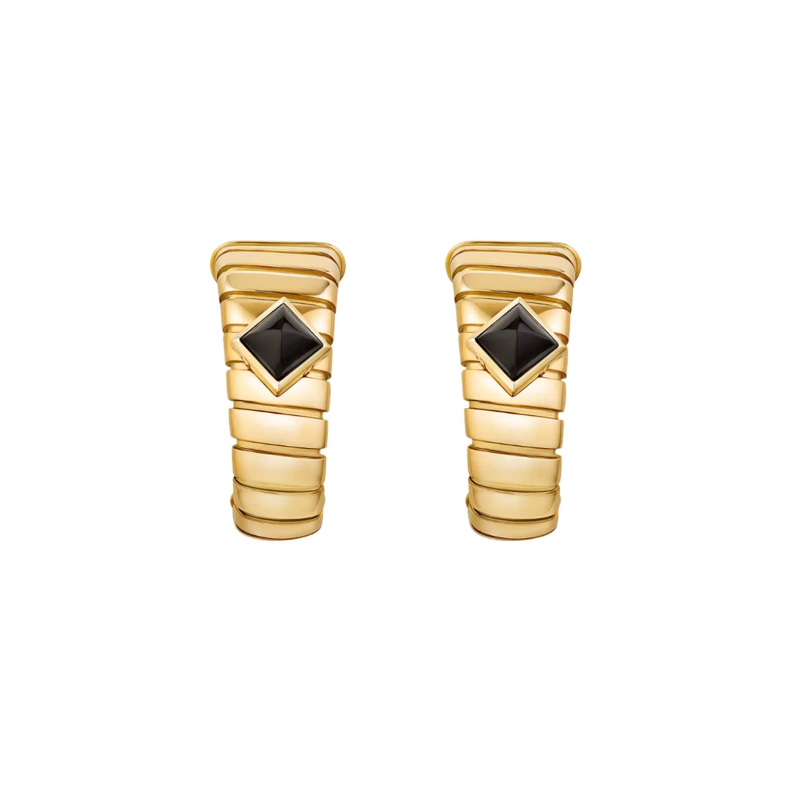 Bvlgari Jewelry 18K Yellow Gold Bvlgari Tubogas Station Hoop Earrings Bvlgari Jewelry 18K Yellow Gold Bvlgari Tubogas Station Hoop Earrings