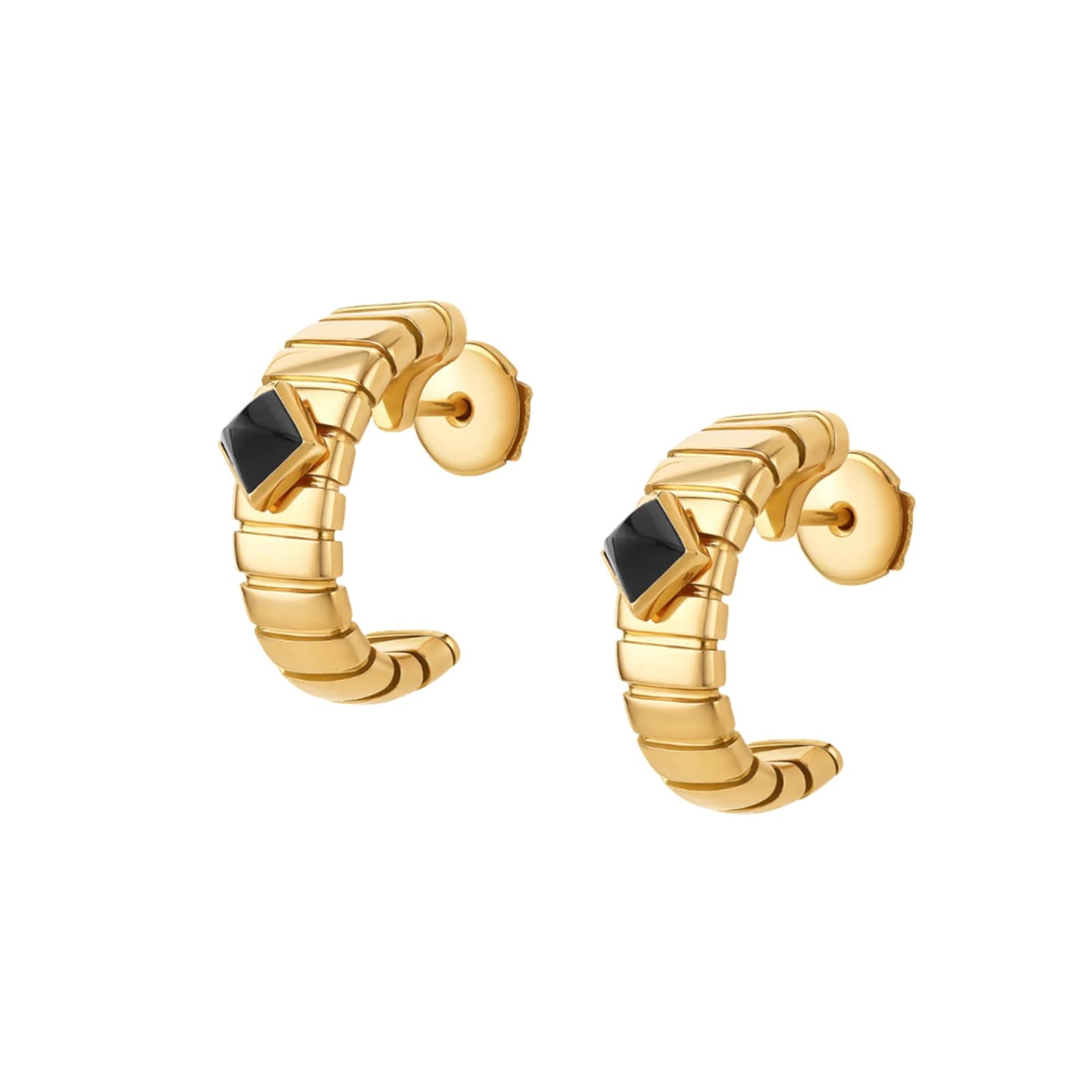 Bvlgari Jewelry 18K Yellow Gold Bvlgari Tubogas Station Hoop Earrings Bvlgari Jewelry 18K Yellow Gold Bvlgari Tubogas Station Hoop Earrings