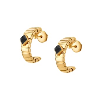 Bvlgari Jewelry 18K Yellow Gold Bvlgari Tubogas Station Hoop Earrings