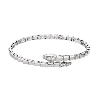 Bvlgari Jewelry 18K White Gold Serpenti Viper Pavé Diamond Bracelet - Size Small