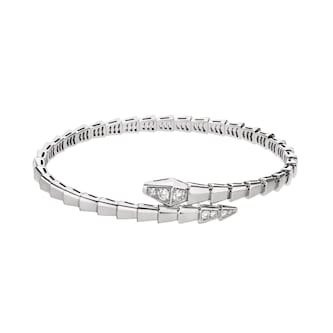 Bvlgari Jewelry 18K White Gold Serpenti Viper Pavé Diamond Bracelet - Size Medium