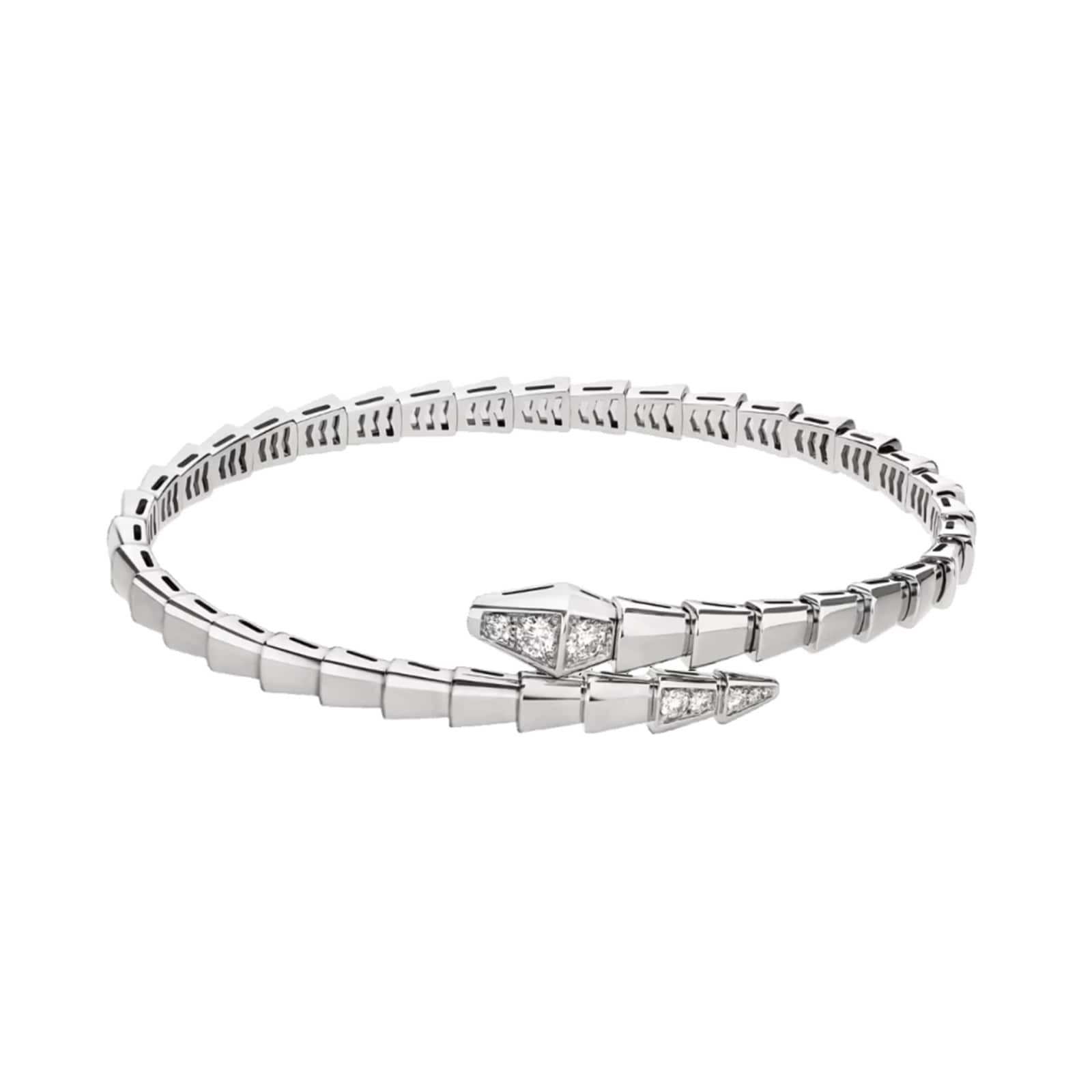 Bvlgari Jewelry 18K White Gold Serpenti Viper Pavé Diamond Bracelet - Size Medium