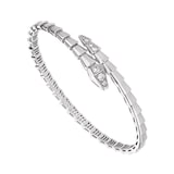 Bvlgari Jewelry 18K White Gold Serpenti Viper Pavé Diamond Bracelet - Size Medium