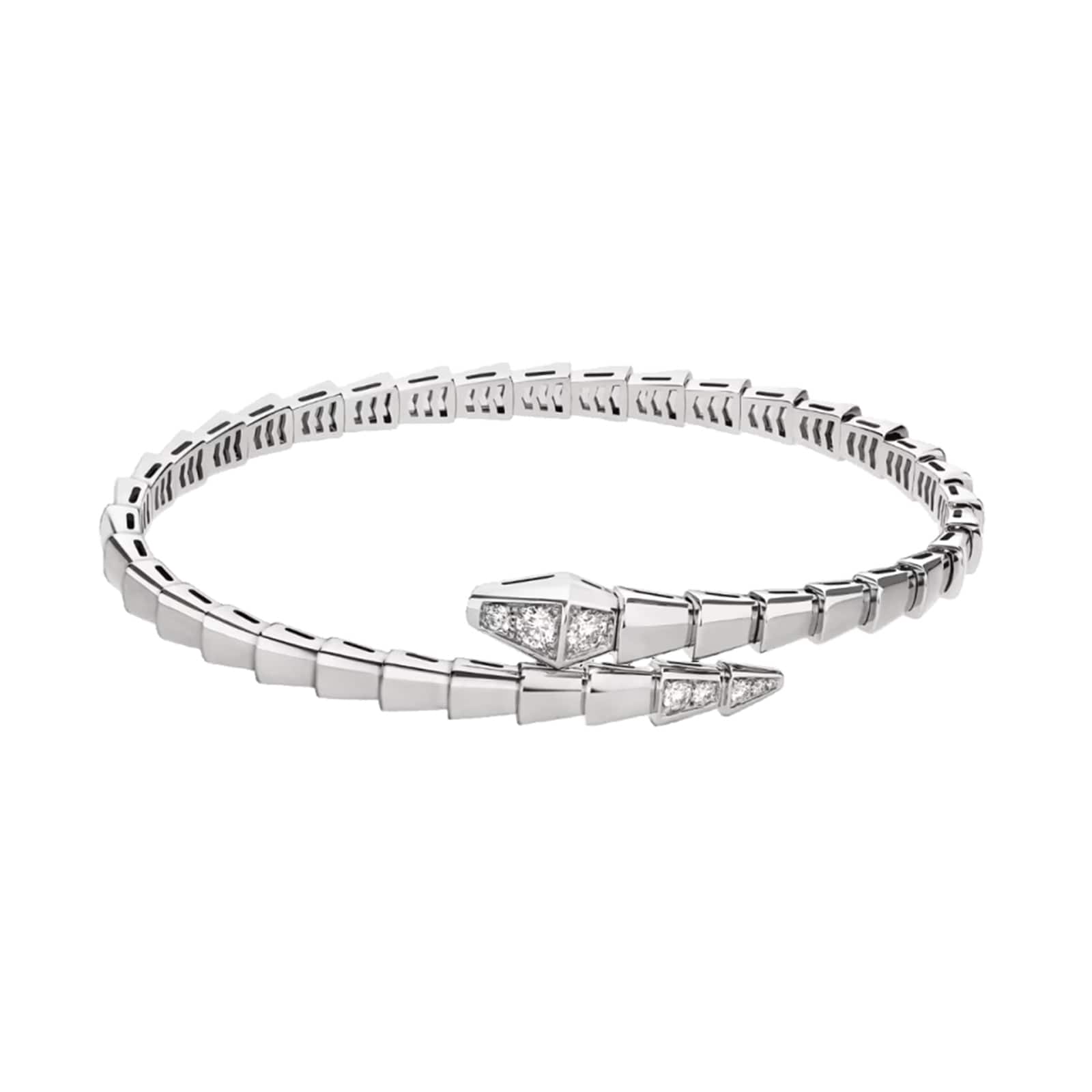 Bvlgari Jewelry 18K White Gold Serpenti Viper Pavé Diamond Bracelet - Size Medium/Large