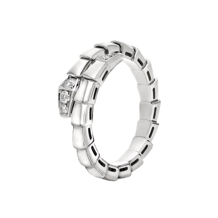 Bvlgari Jewelry 18K White Gold Serpenti Viper Pavé Diamond Ring - Size 7 - 7.75