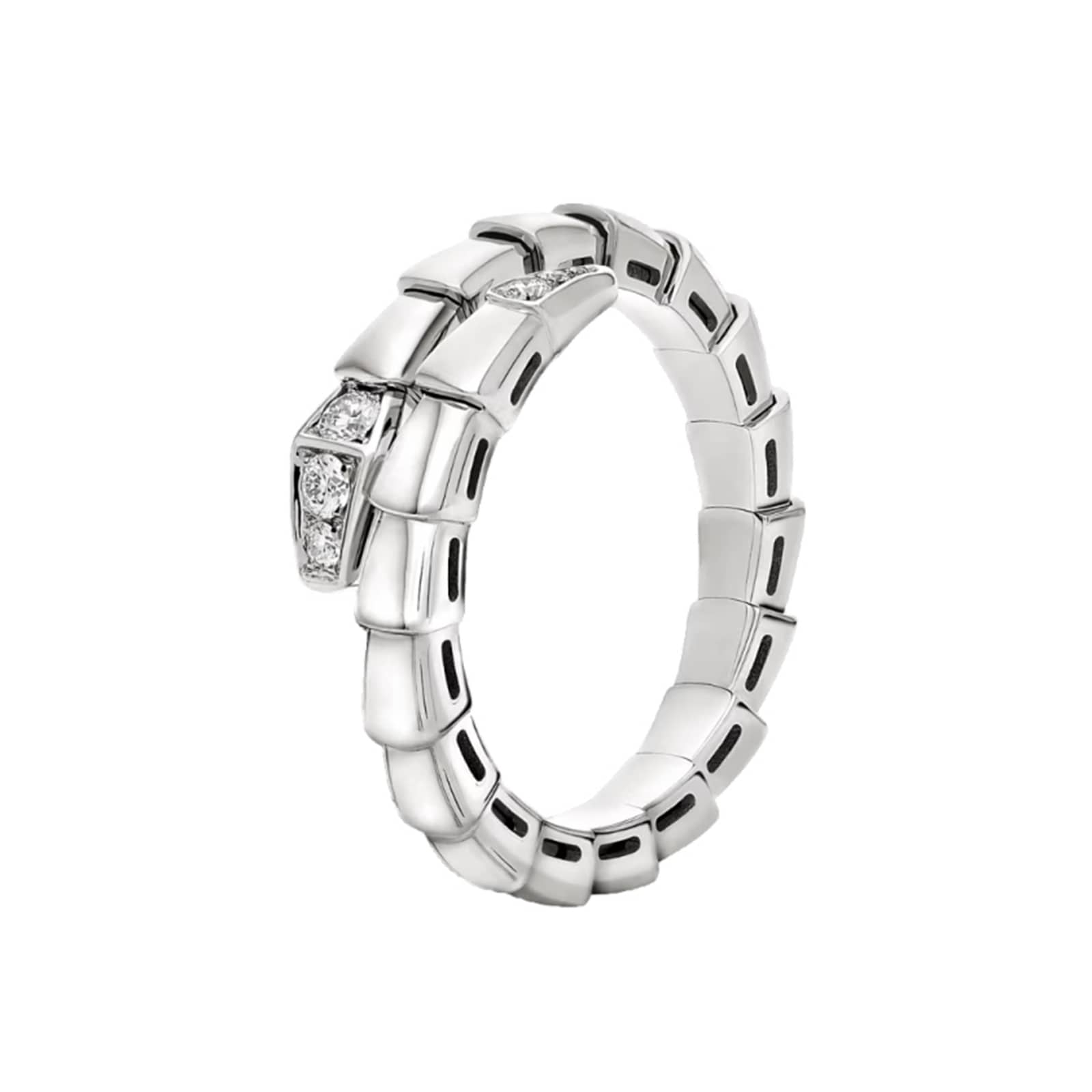 Bvlgari Jewelry 18K White Gold Serpenti Viper Pavé Diamond Ring - Size 7 - 7.75 Bvlgari Jewelry 18K White Gold Serpenti Viper Pavé Diamond Ring - Size 7 - 7.75