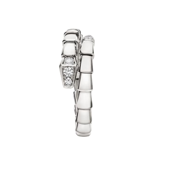Bvlgari Jewelry 18K White Gold Serpenti Viper Pavé Diamond Ring - Size 7 - 7.75