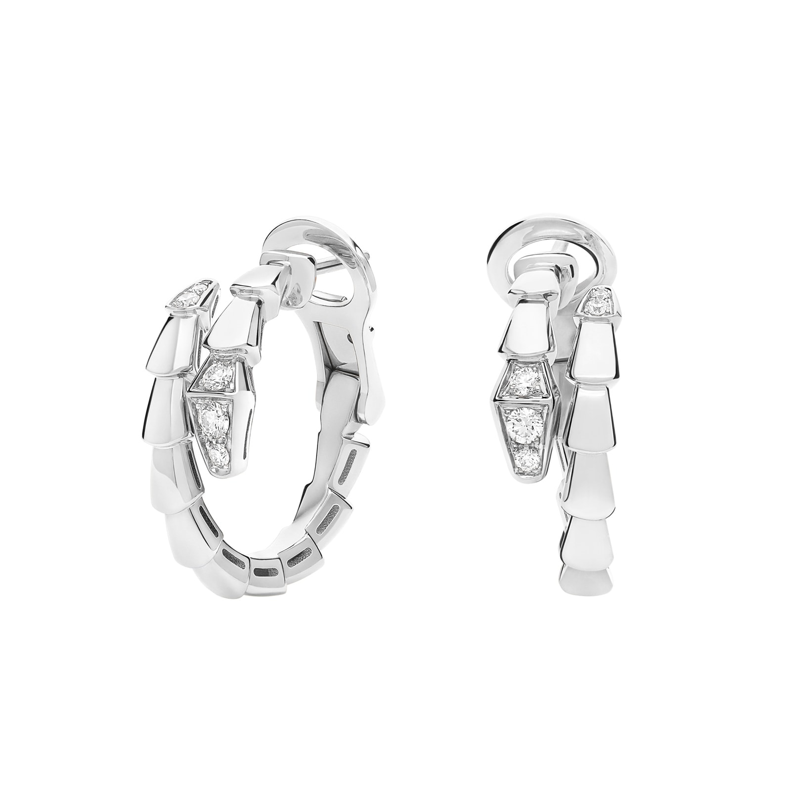 Bvlgari Jewelry 18K White Gold Serpenti Viper Diamond Hoop Earrings