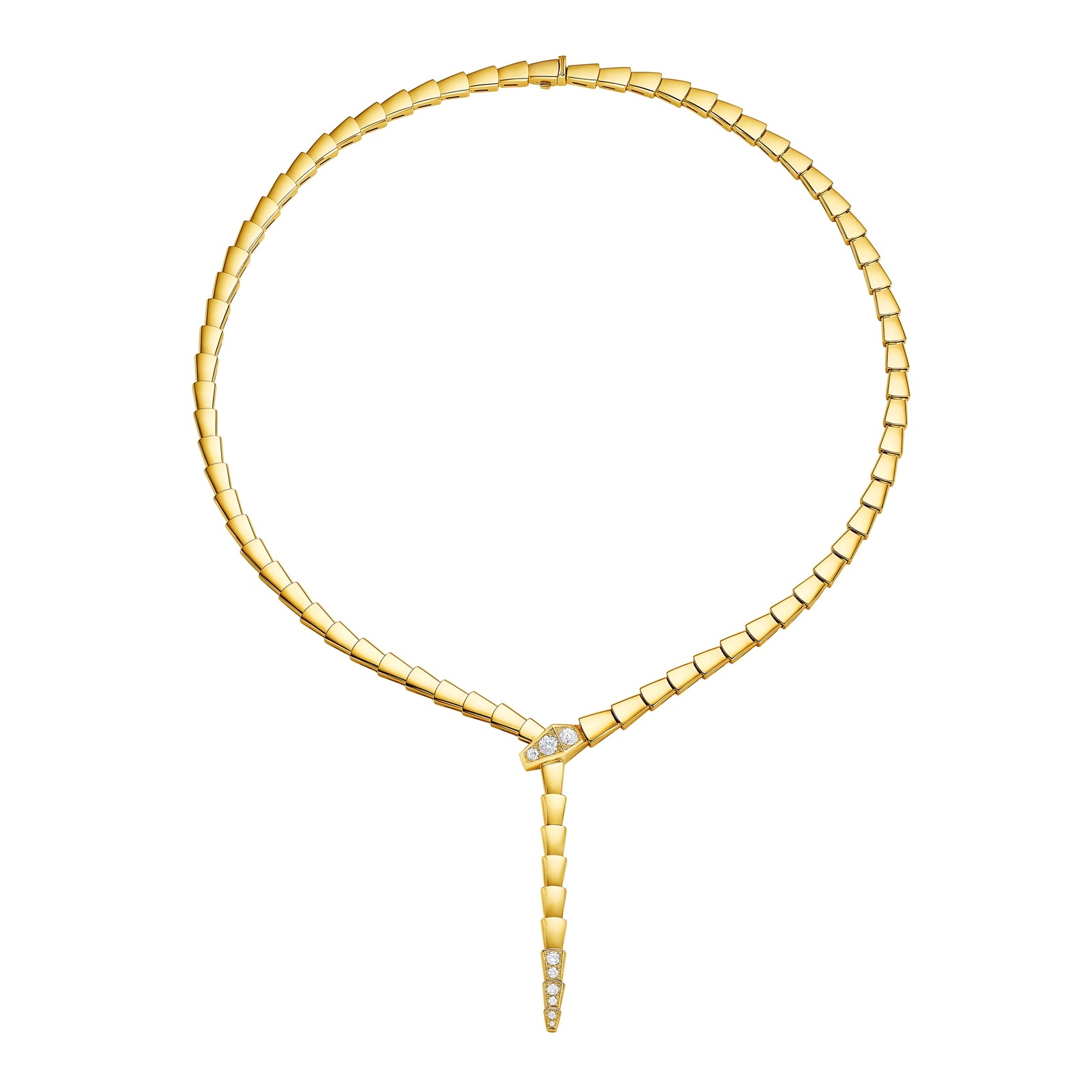 Bvlgari Jewelry 18K Yellow Gold Serpenti Viper Pave Diamond Necklace