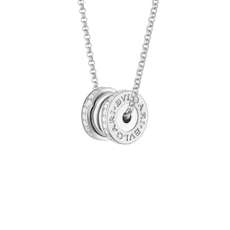 Bvlgari Jewelry 18K White Gold B.Zero 1 Pave Diamond Pendant Necklace