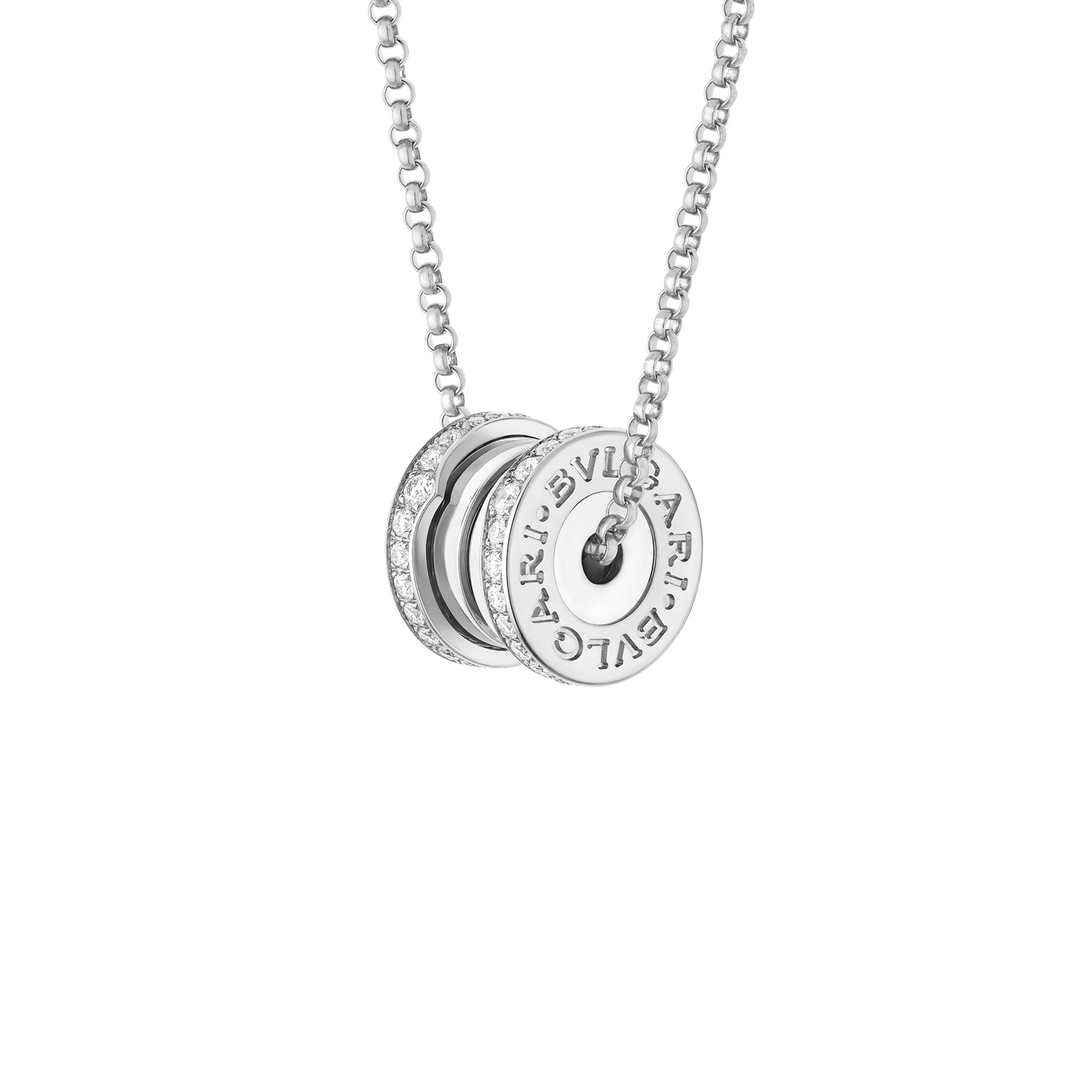 Bvlgari Jewelry 18K White Gold B.Zero 1 Pave Diamond Pendant Necklace