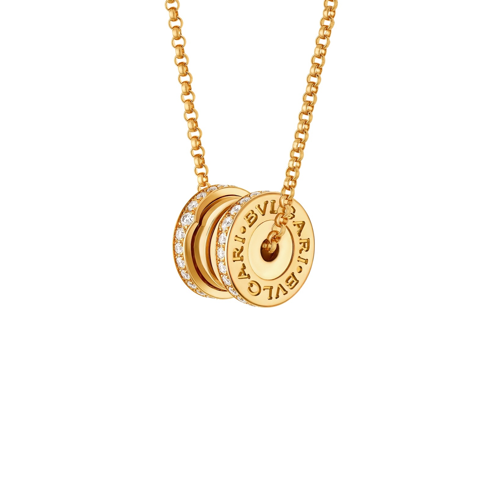 Bvlgari Jewelry 18K Yellow Gold B.Zero 1 Pave Diamond Pendant Necklace