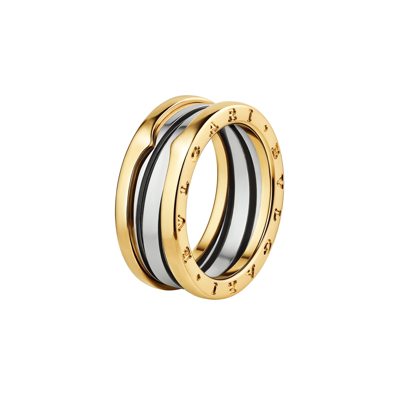 Bvlgari Jewelry 18K Yellow Gold & Steel B.Zero 1 Two Band Ring - Ring Size 7