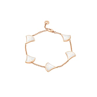 Bvlgari Jewelry 18K Rose Gold Divas' Dream Mother Of Pearl Chain Bracelet - Ring Size 6.5