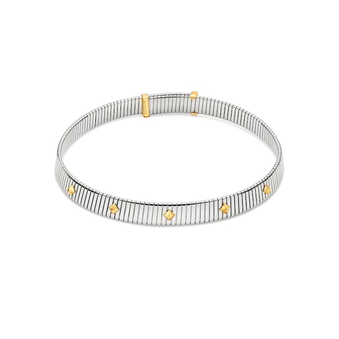 Bvlgari Jewelry Steel & 18K Yellow Gold Bvlgari Tubogas Studded Necklace