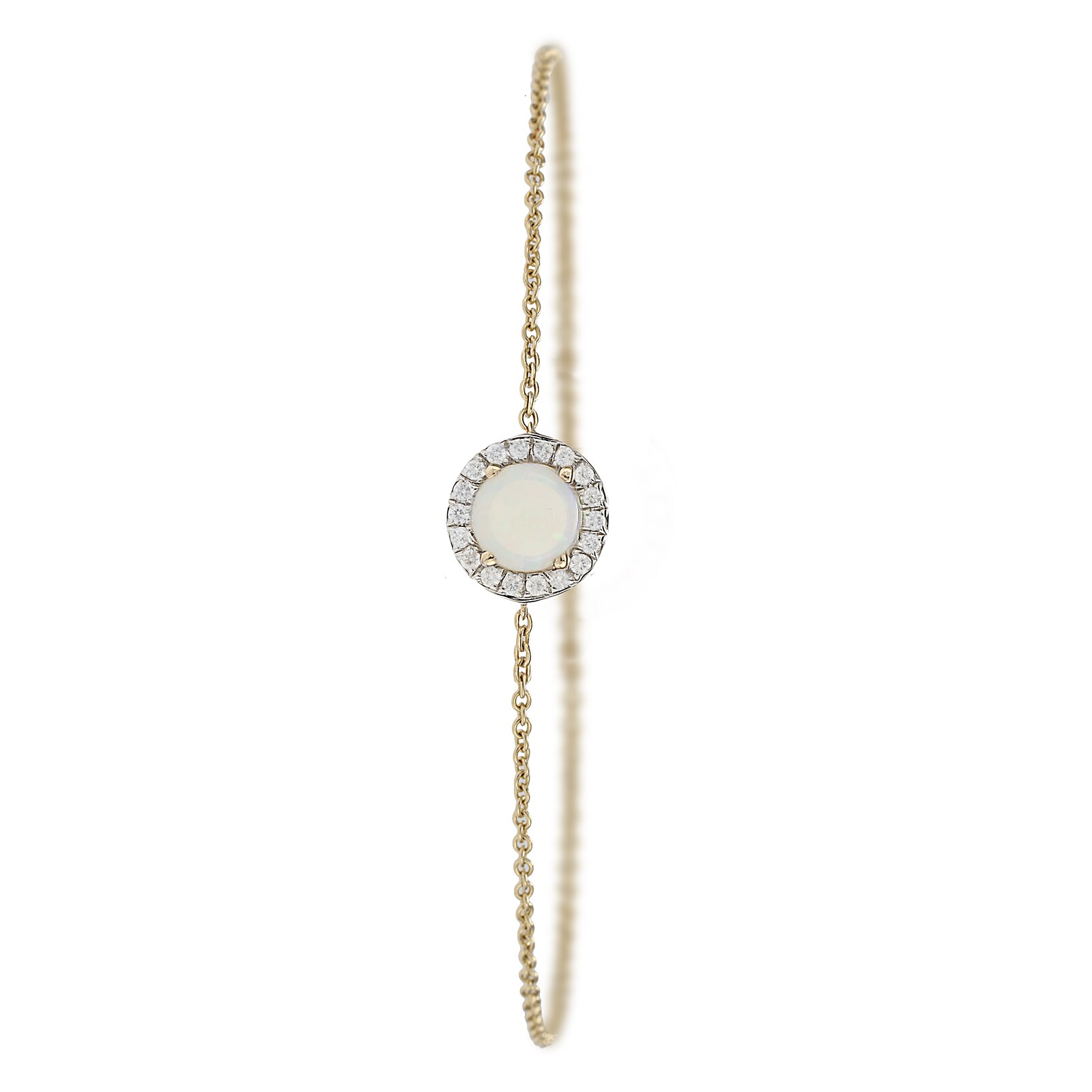 Goldsmiths 9ct Yellow Gold 5.5mm Opal And Diamond Halo Bracelet