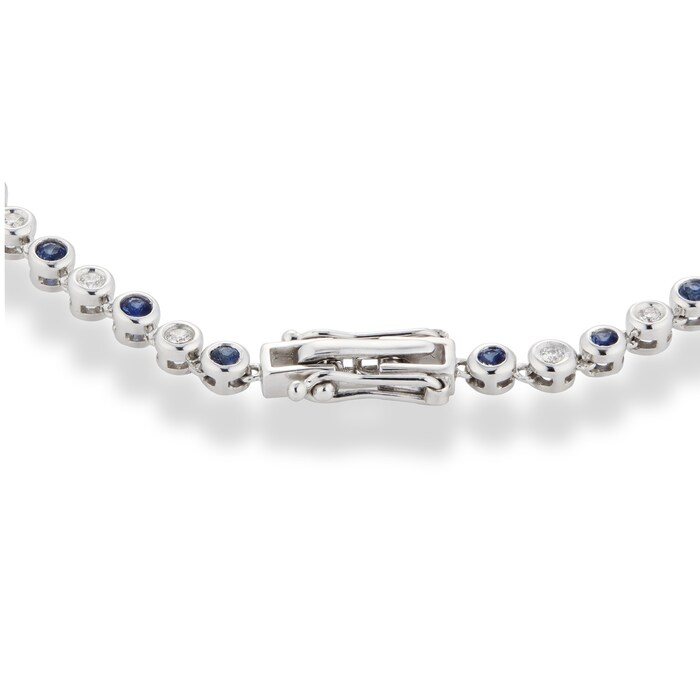 Goldsmiths 9ct White Gold Sapphire and Diamond Tennis Bracelet