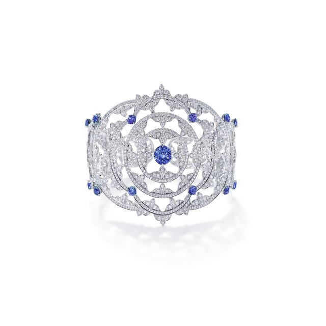 Mappin & Webb Empress Blue Sapphire Cuff in 18ct White Gold