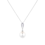 Goldsmiths 18ct White Gold Cultured Pearl & Diamond Pendant