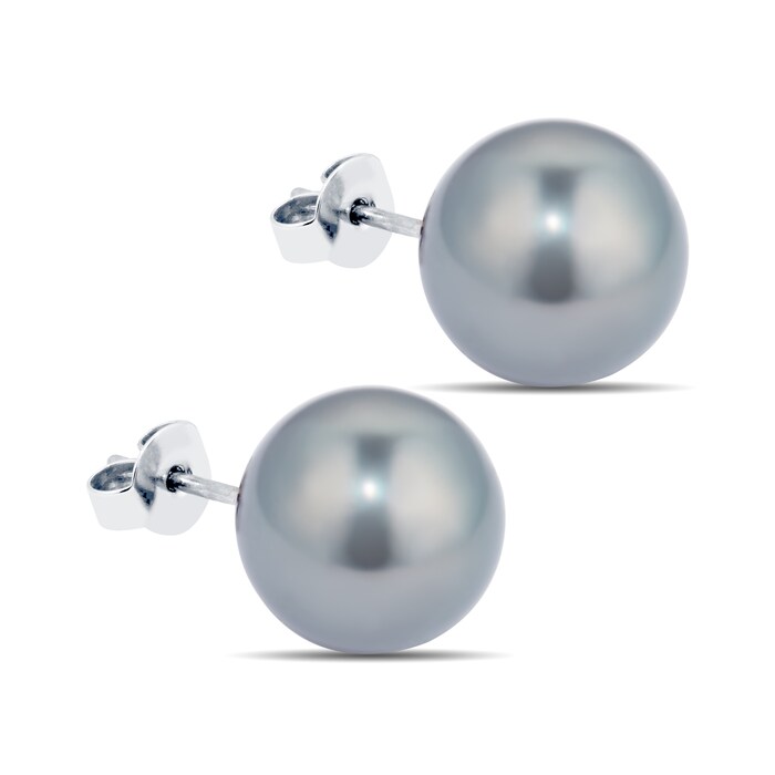 Goldsmiths 18ct White Gold 11mm Tahitian Pearl Stud Earrings