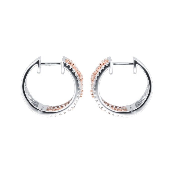 Mappin & Webb Floresco 18ct White & Rose Gold 0.30ct Diamond Filigree Hoop Earrings