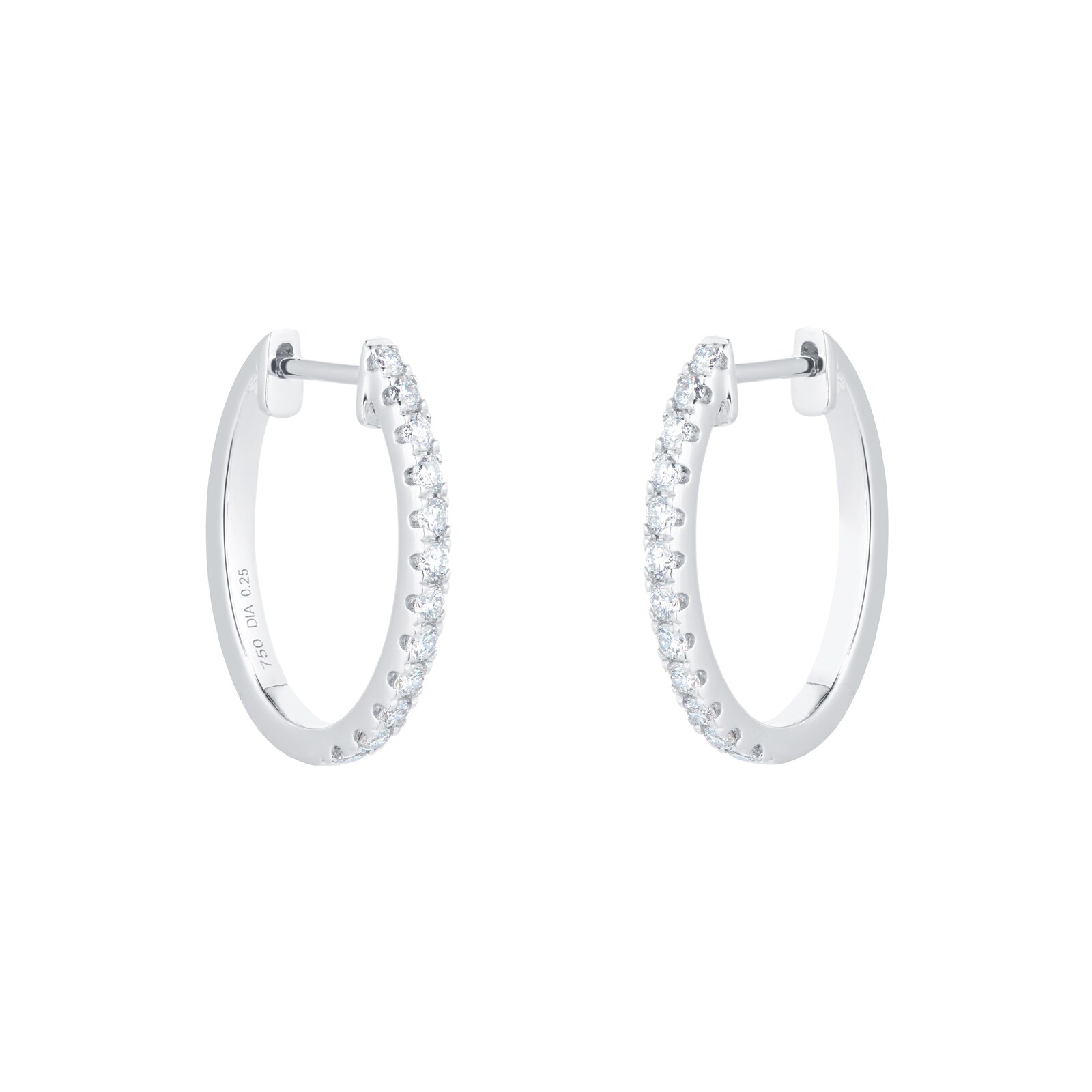 18ct White Gold 0.50ct Diamond Oval Hoop Earrings