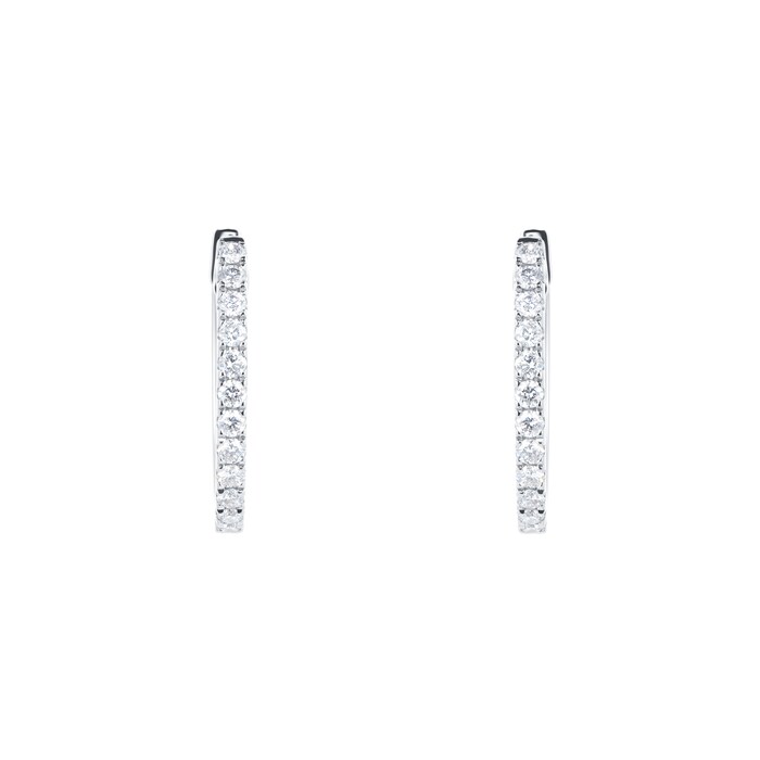 Goldsmiths 18ct White Gold 0.50ct Diamond Oval Hoop Earrings