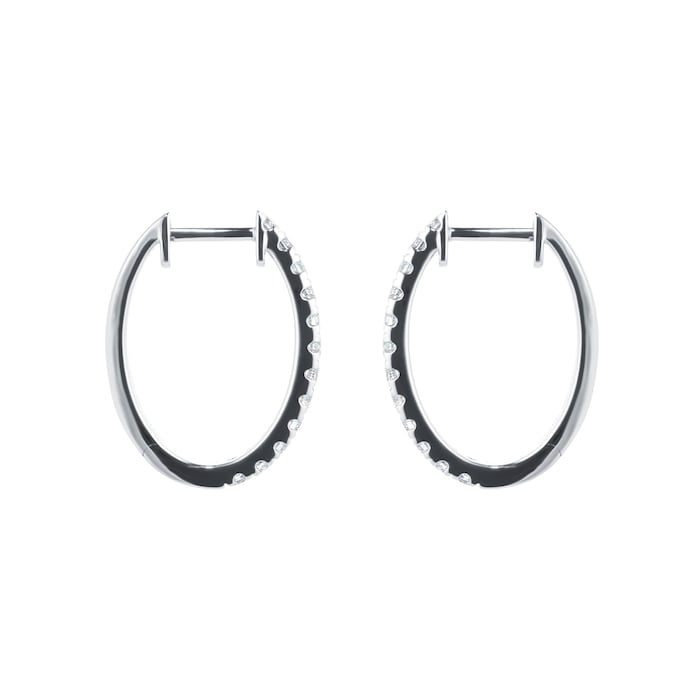 Goldsmiths 18ct White Gold 0.50ct Diamond Oval Hoop Earrings