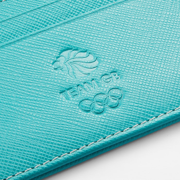 Mappin & Webb Team GB Saffiano Leather 4CC Wallet - Turquoise