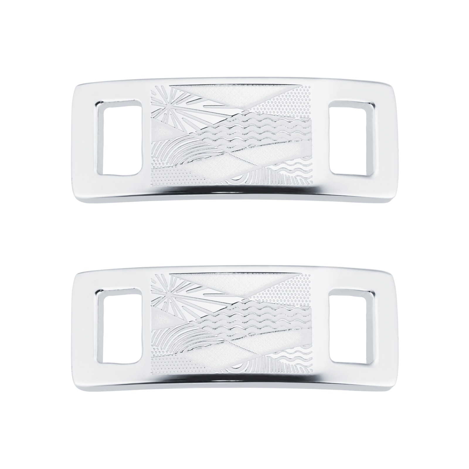 Mappin & Webb Team GB Sterling Silver Lace Locks Swimming Illustration. Laser Engraved. Rhodium Plated