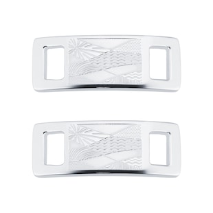 Mappin & Webb Team GB Sterling Silver Lace Locks Swimming Illustration. Laser Engraved. Rhodium Plated